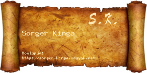 Sorger Kinga névjegykártya